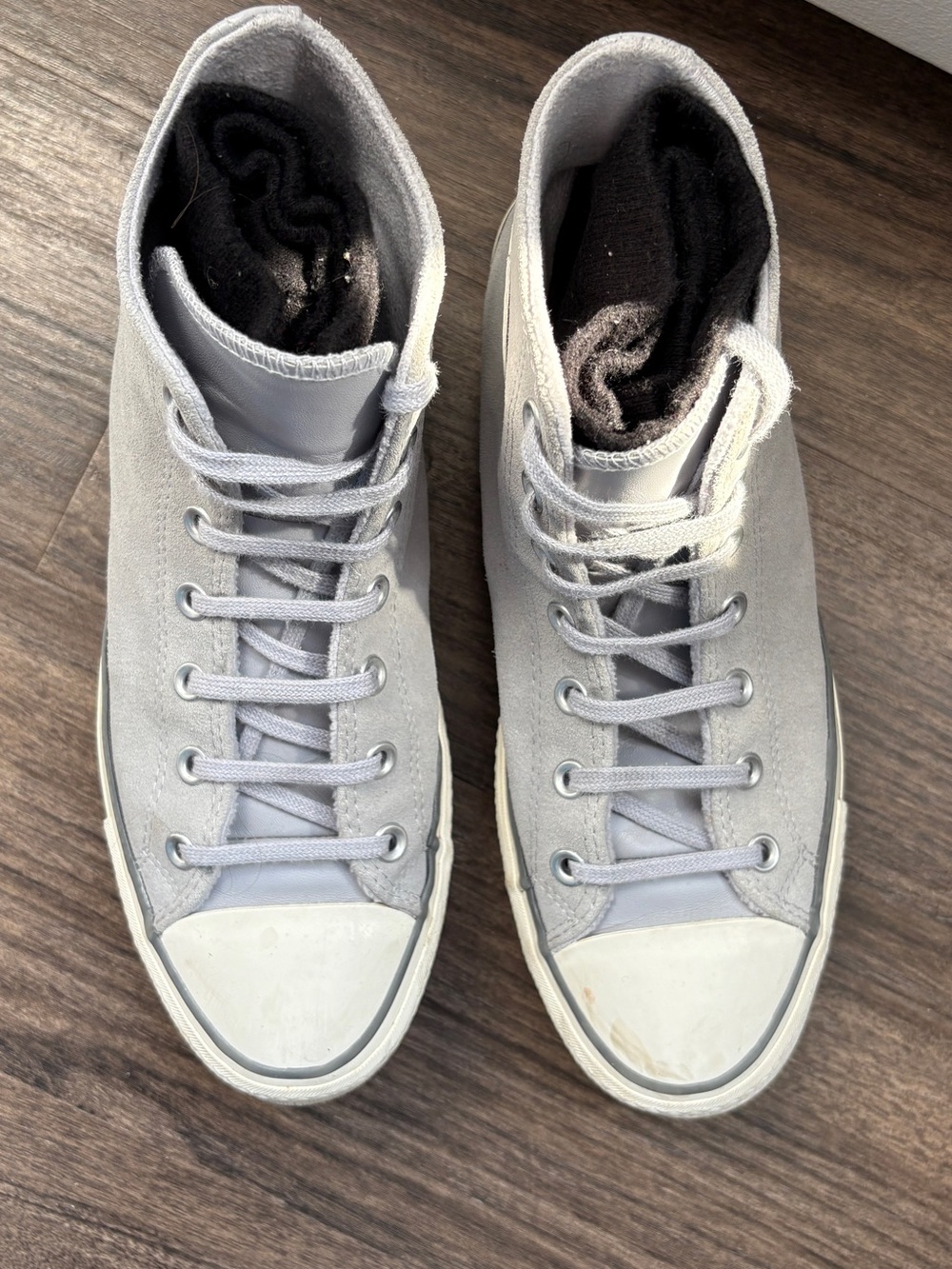 Converse High-Top Sneakers in Light Gray and White - Picture 2 of 4